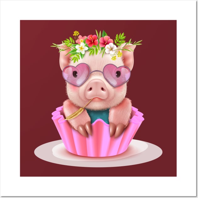 Cute Pig Wall Art by Mako Design 